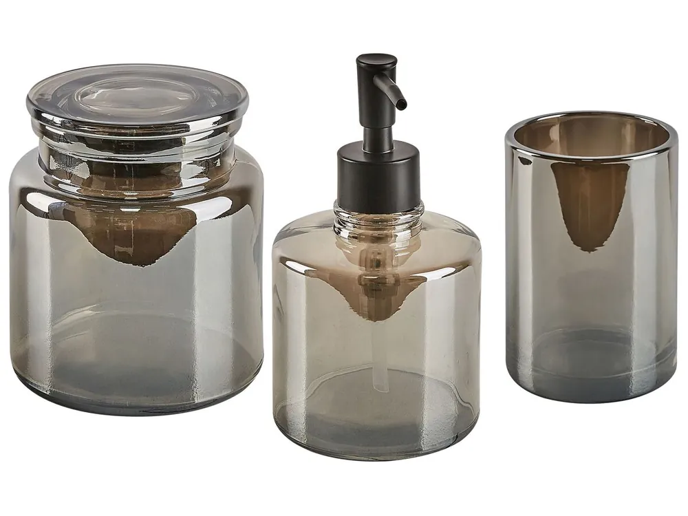 Conjunto de 3 accesorios de baño MANAGUA Vidrio Gris