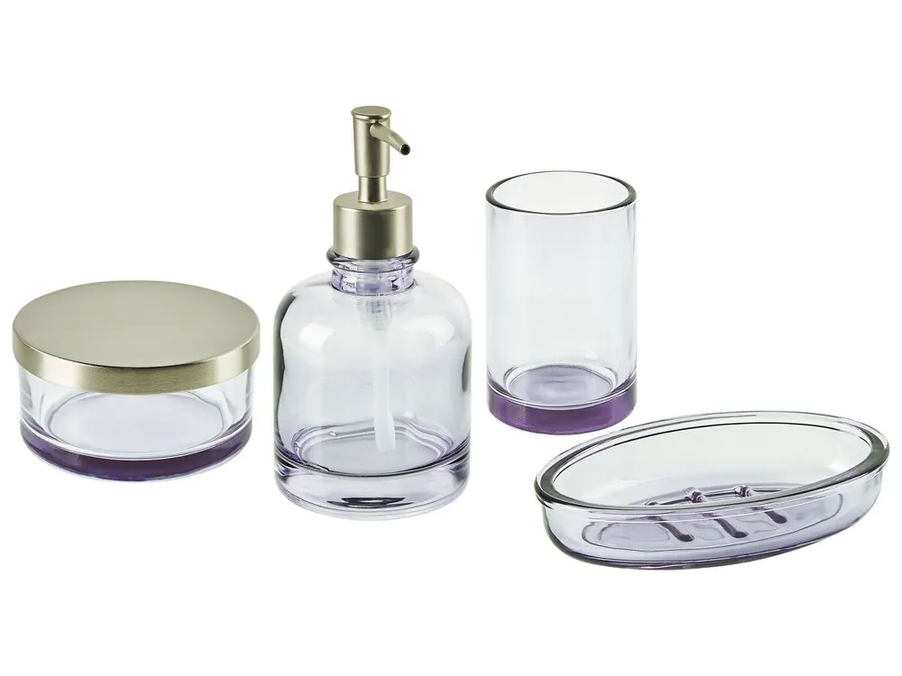Conjunto de 4 accesorios de baño TELMA Vidrio Violeta
