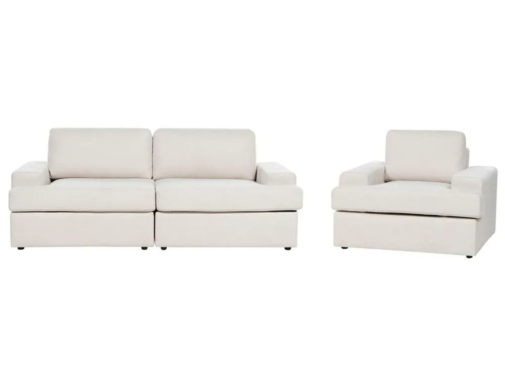 Conjunto de sala de estar ALLA Tela Beige claro 4 plazas - Sofás sillones puffs