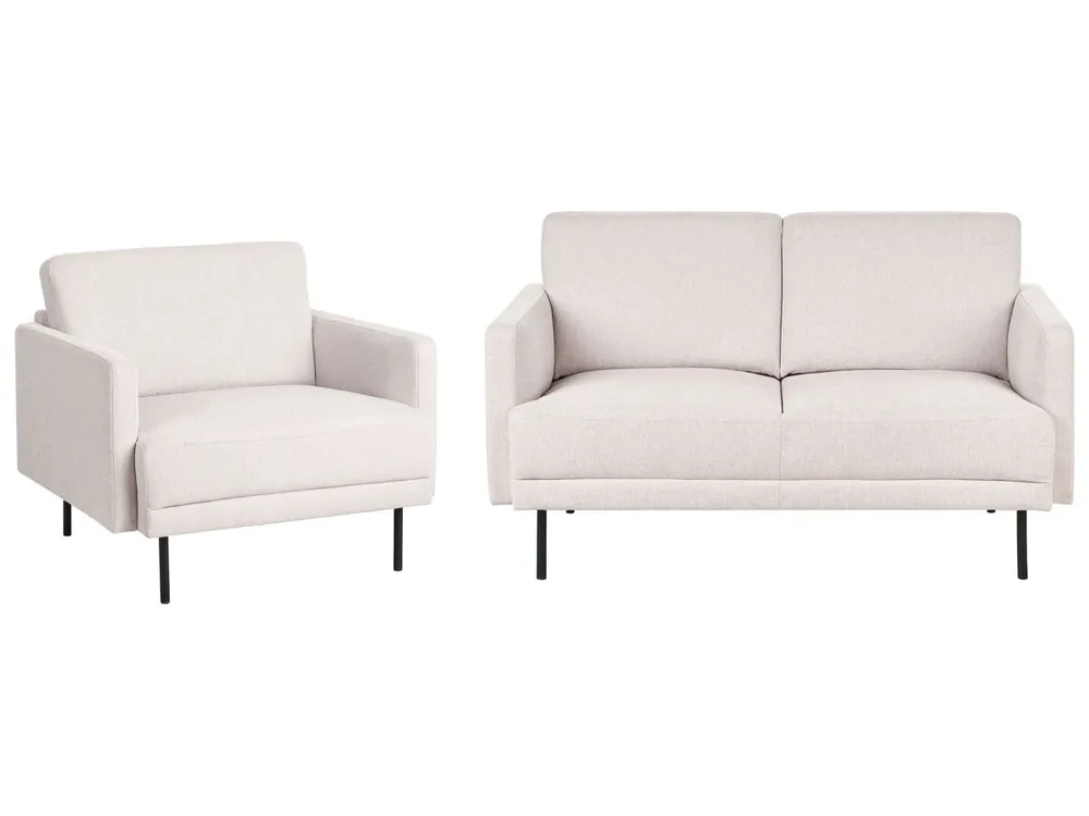 Conjunto de sala de estar BREDA Tela Beige claro 2 plazas - Sofás sillones puffs