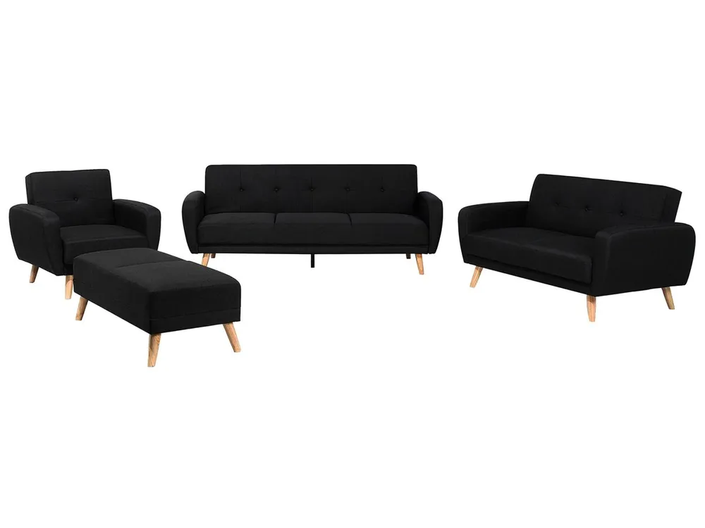 Conjunto de sala de estar FLORLI Tela Negro - Sofás sillones puffs