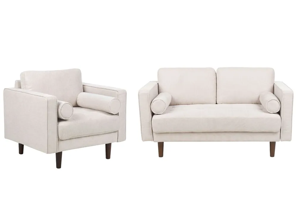 Conjunto de sala de estar NURMO Tela Beige claro 3 plazas - Sofás sillones puffs