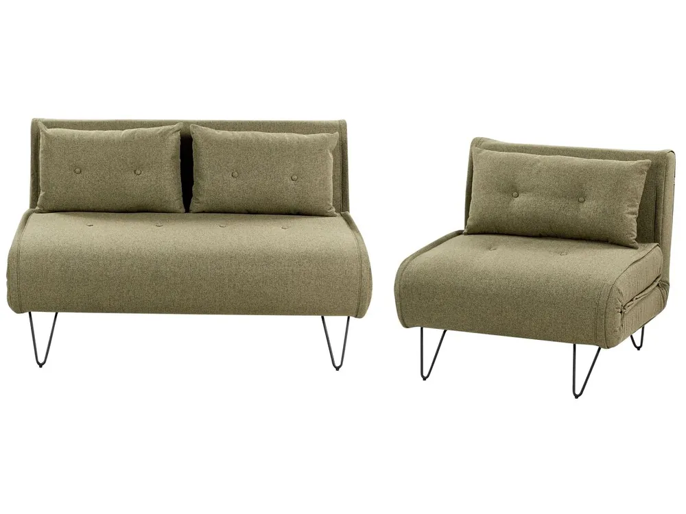 Conjunto de sala de estar VESTFOLD Tela Beige claro 3 plazas - Sofás sillones puffs