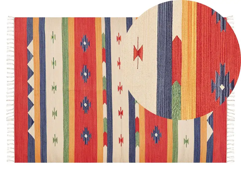 Alfombra ALAPARS Multicolor 140 x 200 cm Algodón Kilim - Textil