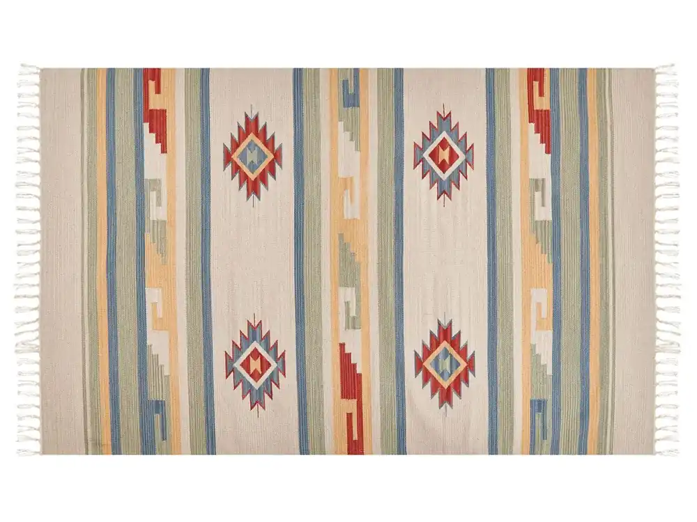 Alfombra APARAN Beige 140 x 200 cm Algodón Kilim - Textil