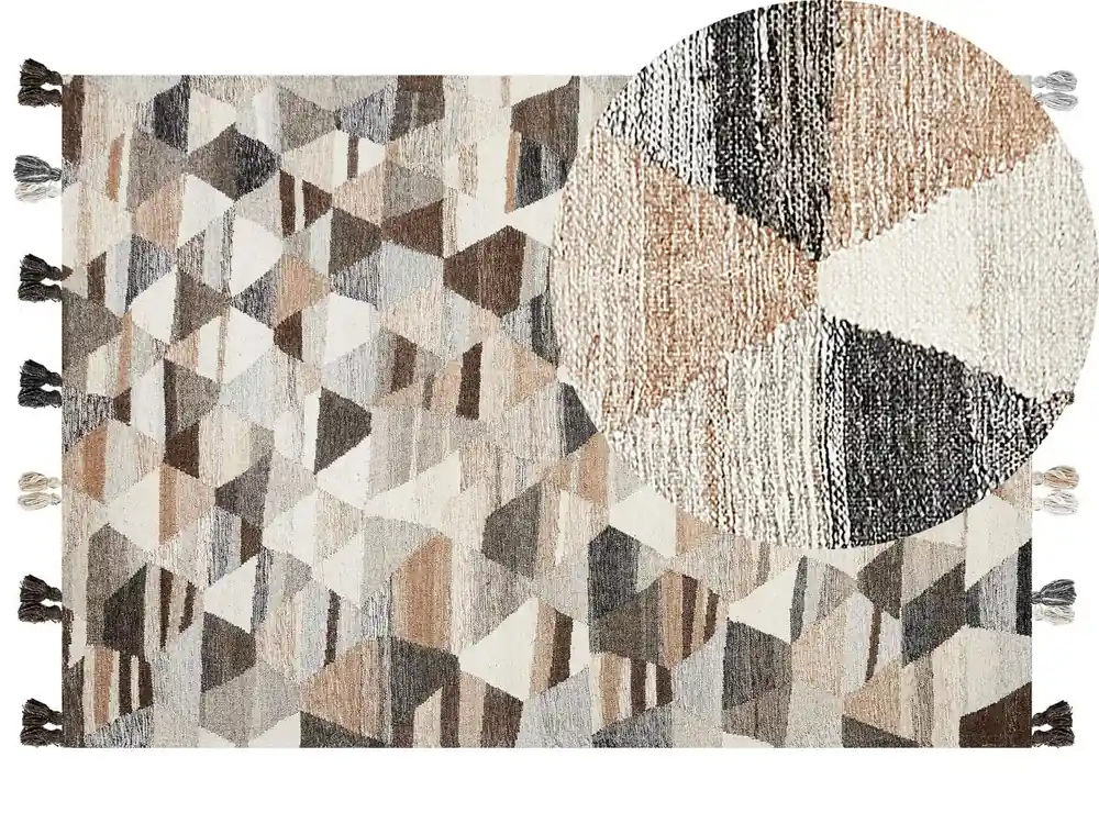 Alfombra ARGAVAND Beige 160 x 230 cm Lana Kilim - Textil