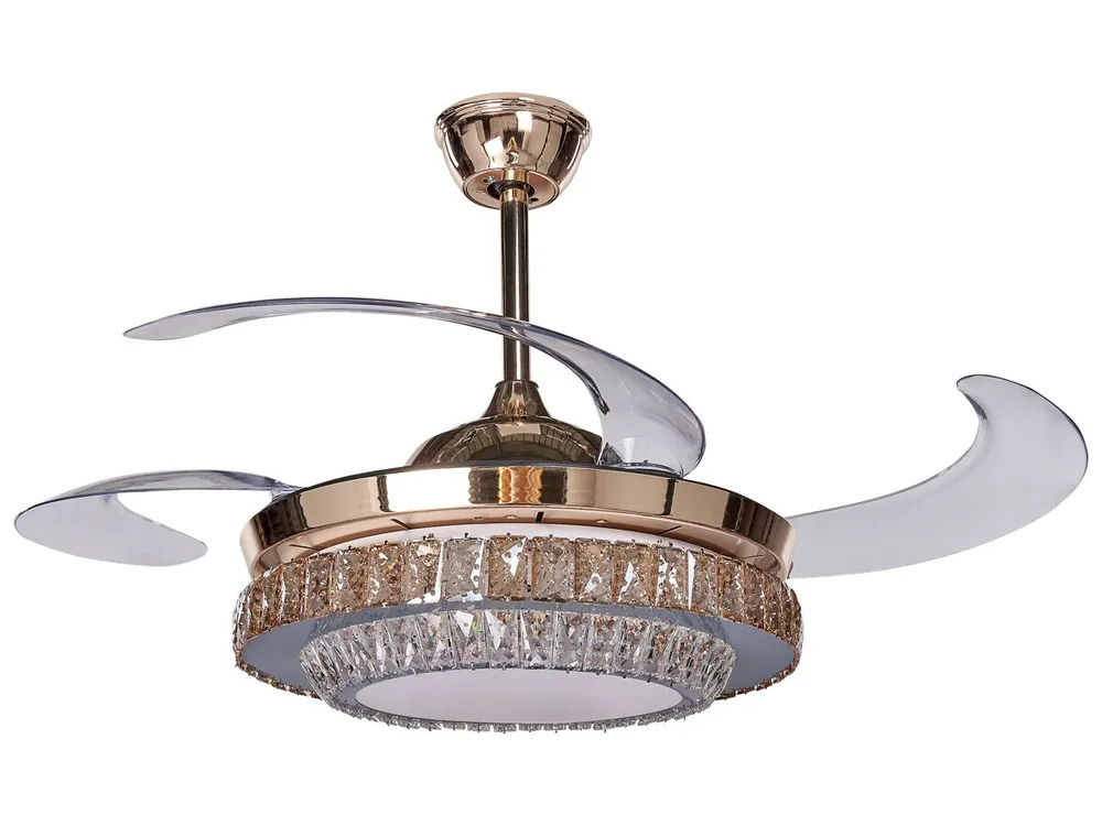 Ventilador de techo con luz ASHLEY con mando Dorado - Electrodomésticos