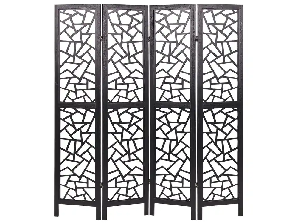 Separador de ambientes de 4 paneles PIANLARGO Negro 163 cm 170 cm - Decoración