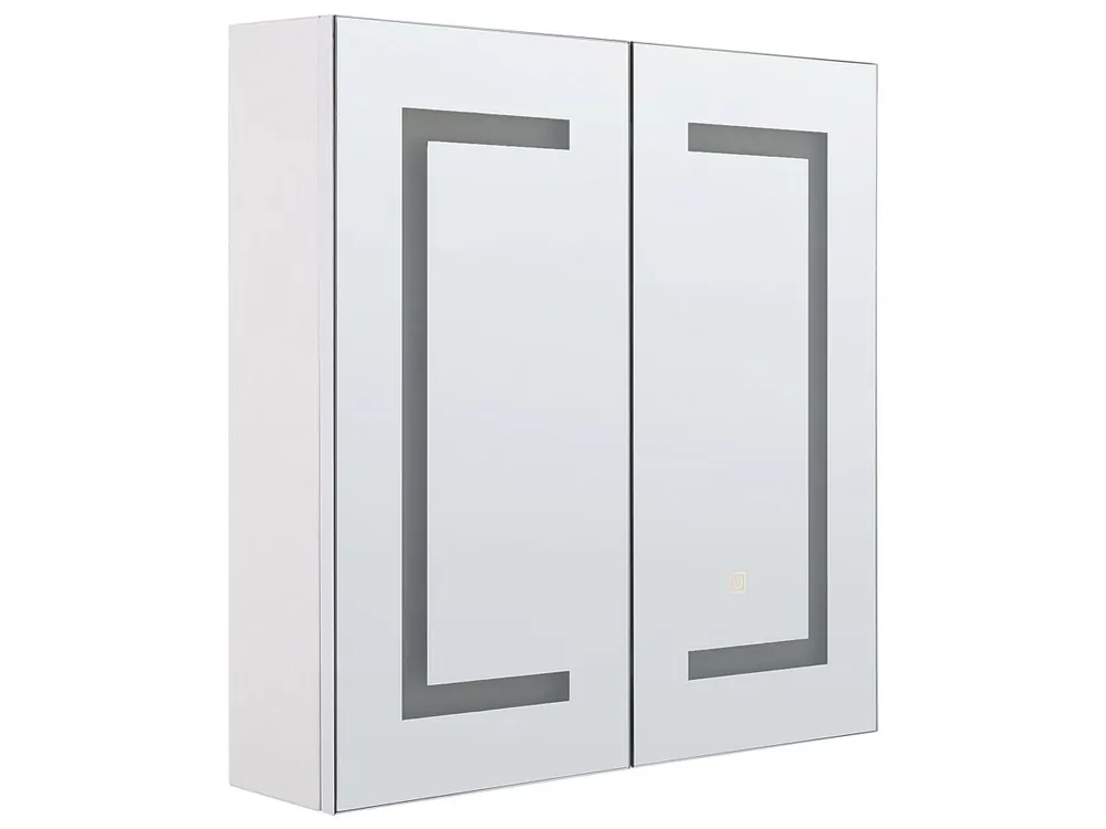 Armario con espejo de pared para baño LED MAZARREDO 60 cm 60 cm Blanco