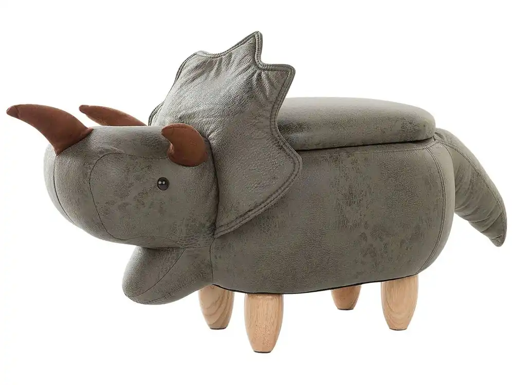 Puf animal con almacenaje TRICERATOPS Tela Gris claro - Bebé