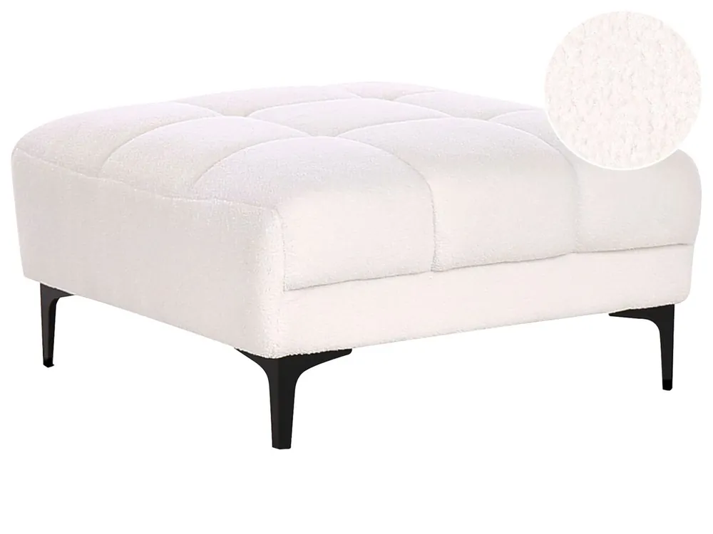 Otomana ALNES Bouclé Blanco - Sofás sillones puffs