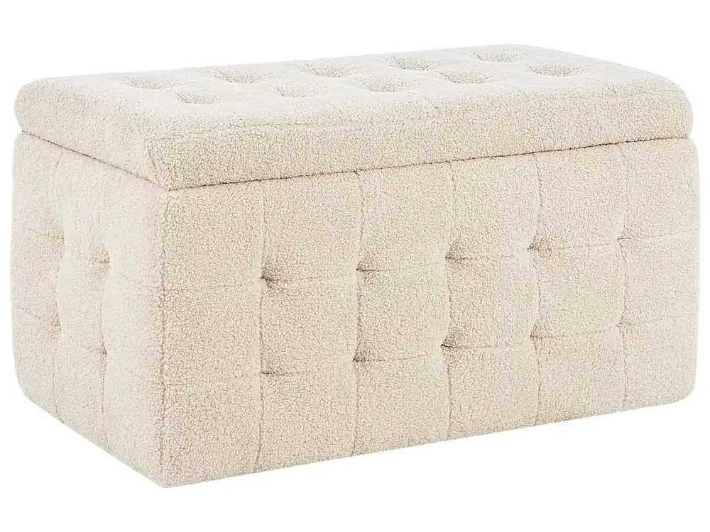 Otomana con almacenaje MICHIGAN Bouclé Beige - Sofás sillones puffs