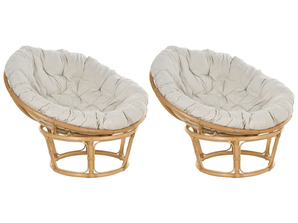 Conjunto de 2 sillones de jardín con cojines SALVO Ratán Natural - Sofás sillones puffs