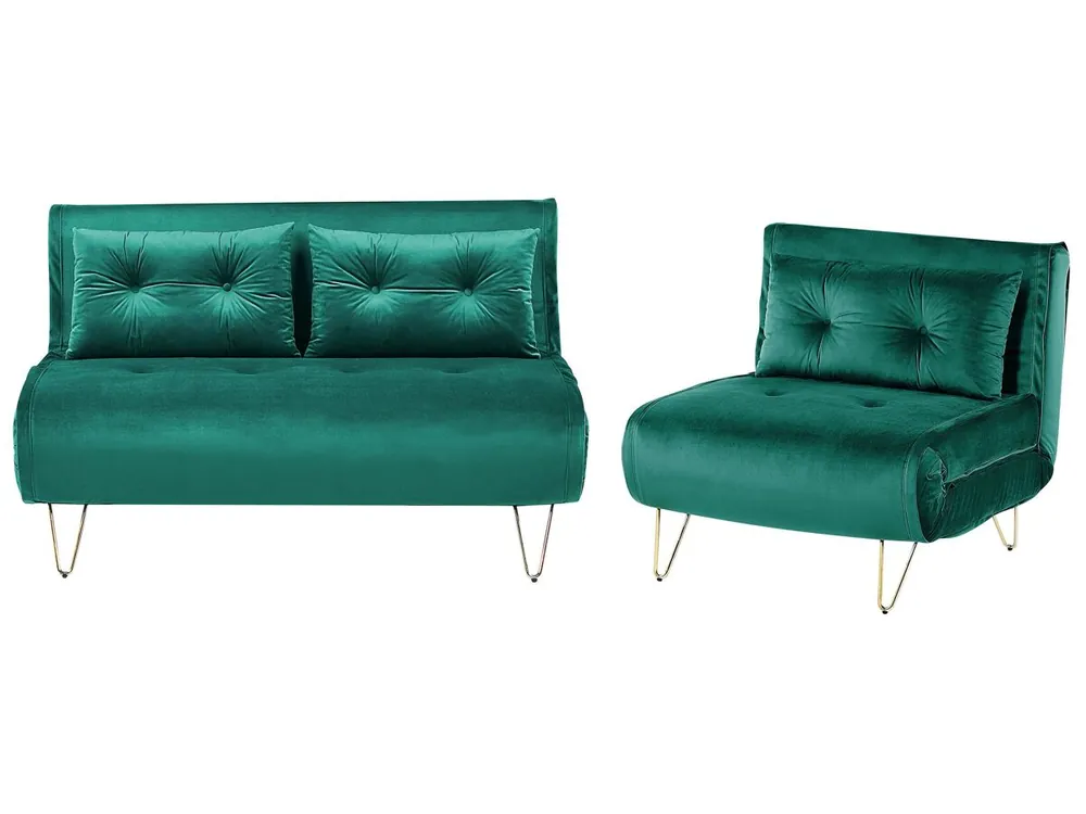 Conjunto de sala de estar 3 plazas VESTFOLD Terciopelo Verde oscuro - Sofás sillones puffs