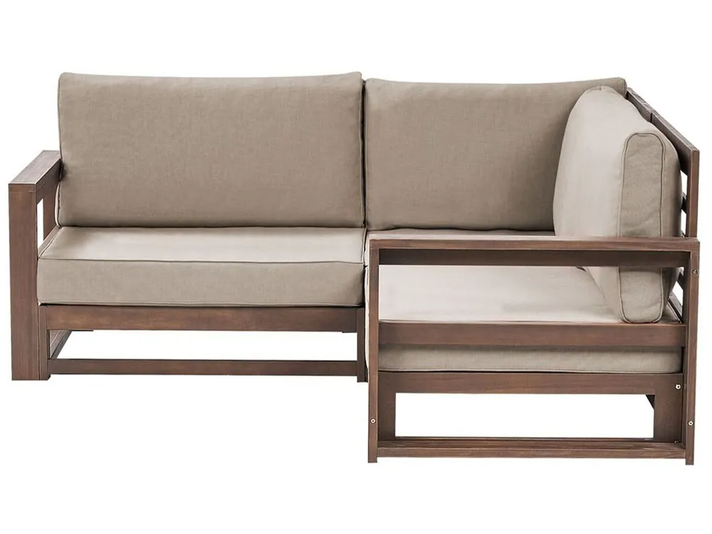 Sofá esquinero de jardín 2 plazas TIMOR modular Madera de acacia certificada Marrón oscuro