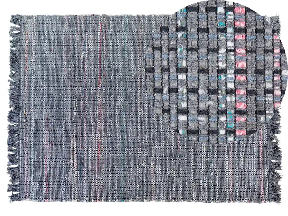 Alfombra BESNI Gris 140 x 200 cm Algodón - Textil