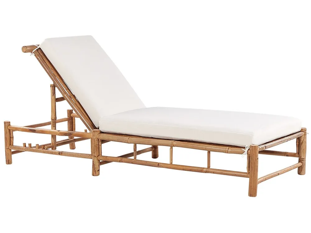 Tumbona con cojín LIGURE Madera de bambú Marrón - Jardín