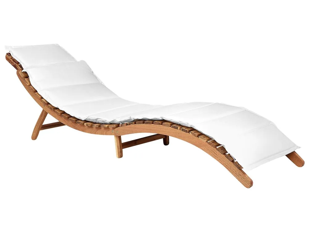 Tumbona con cojín LUINO Madera de acacia Blanco crema - Jardín