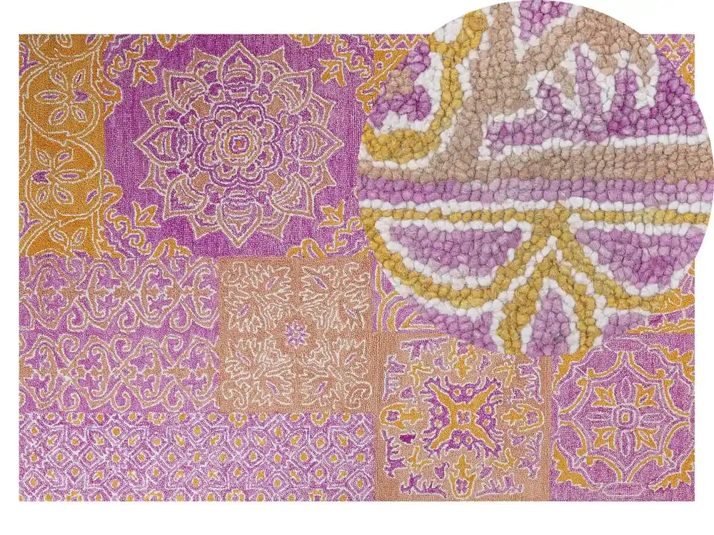 Alfombra AVANOS Rosa 140 x 200 cm Lana - Textil
