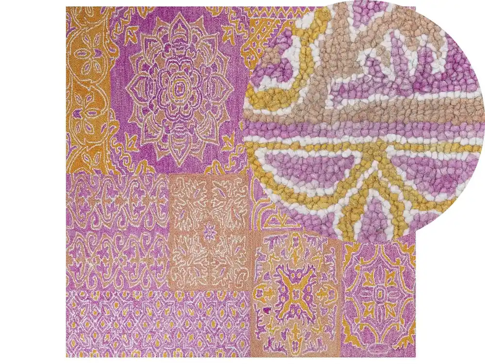 Alfombra AVANOS Rosa 200 x 200 cm Lana - Textil