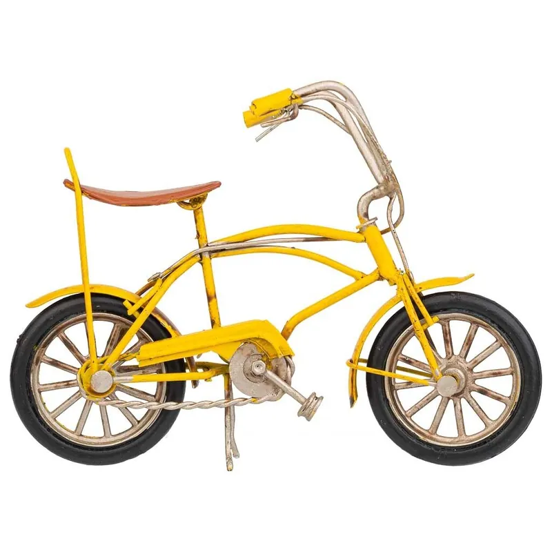 bicicleta de metal en color amarillo tiene unas dimensiones de 16x5x11.5h cm - Decoración