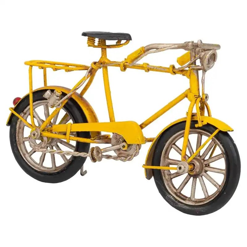 bicicleta de metal en color amarillo mide 16.5x5.5x8.5h cm - Decoración