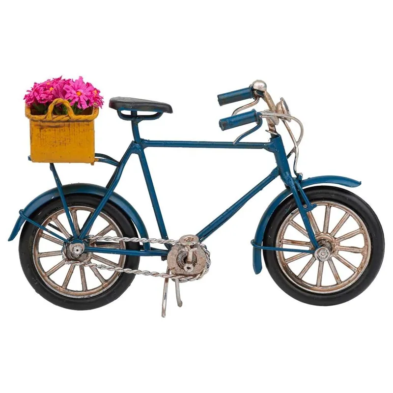 Bicicleta de metal con decoración en color azul mide 16x7x10h cm