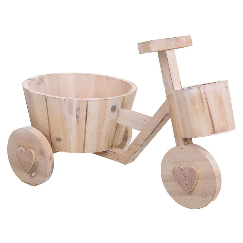 Bici Macetero de madera marrón 39,5x23x25,8 - Decoración