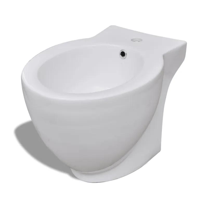 vidaXL Bidé de pie redondo de cerámica de alta calidad blanco - Baño