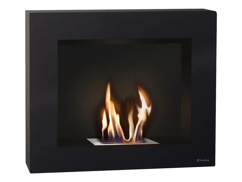 Chimenea de etanol de 1.75kW y 1.2L de capacidad. Diseño rectangular en acero lacado negro. Sin humos. olores ni cenizas. Adaptable a bloque de llama simulada FIRECOOL COMPACT de PURLINE - Electrodomésticos