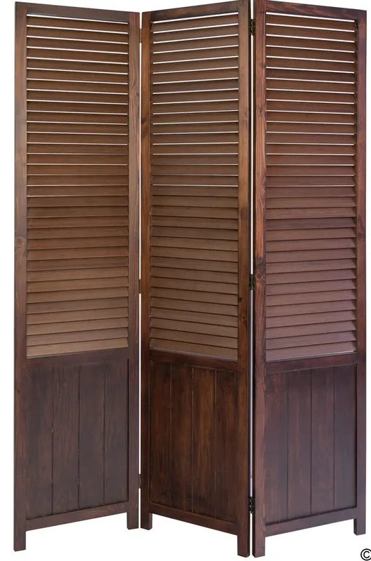 Biombo de madera marrón 3 paneles 120x170cm PAR06021 - Decoración