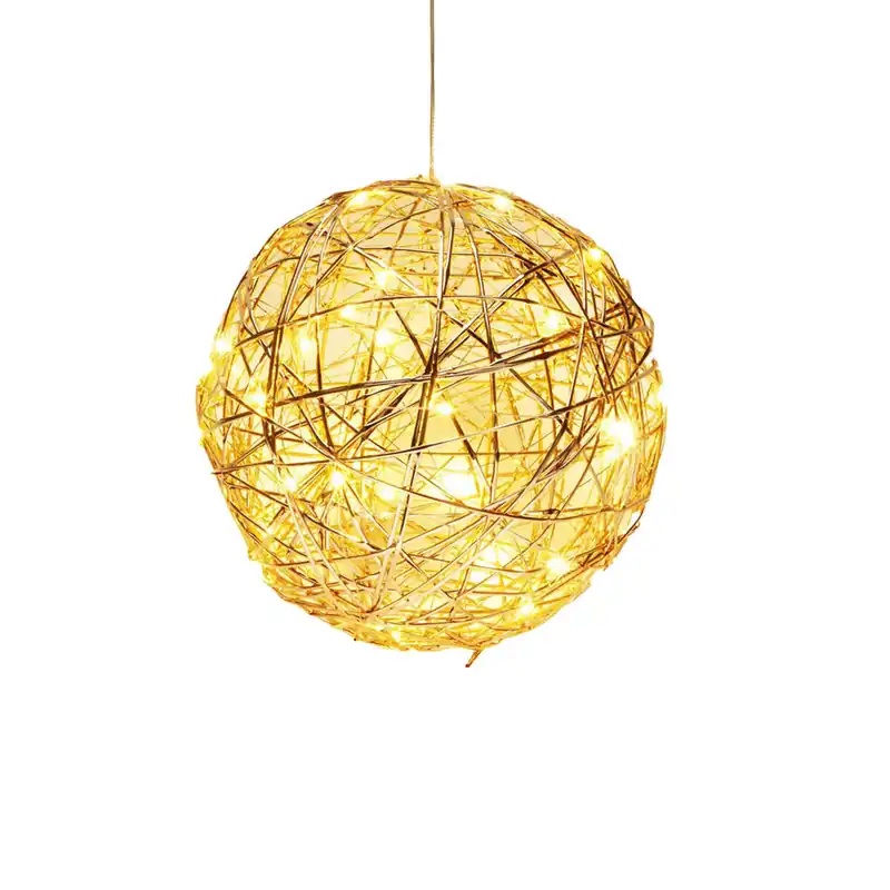 Well Home Bola Navideña Luminosa Color Oro Champagne con 40 Luces LED en blanco cálido Ø25cm - Decoración