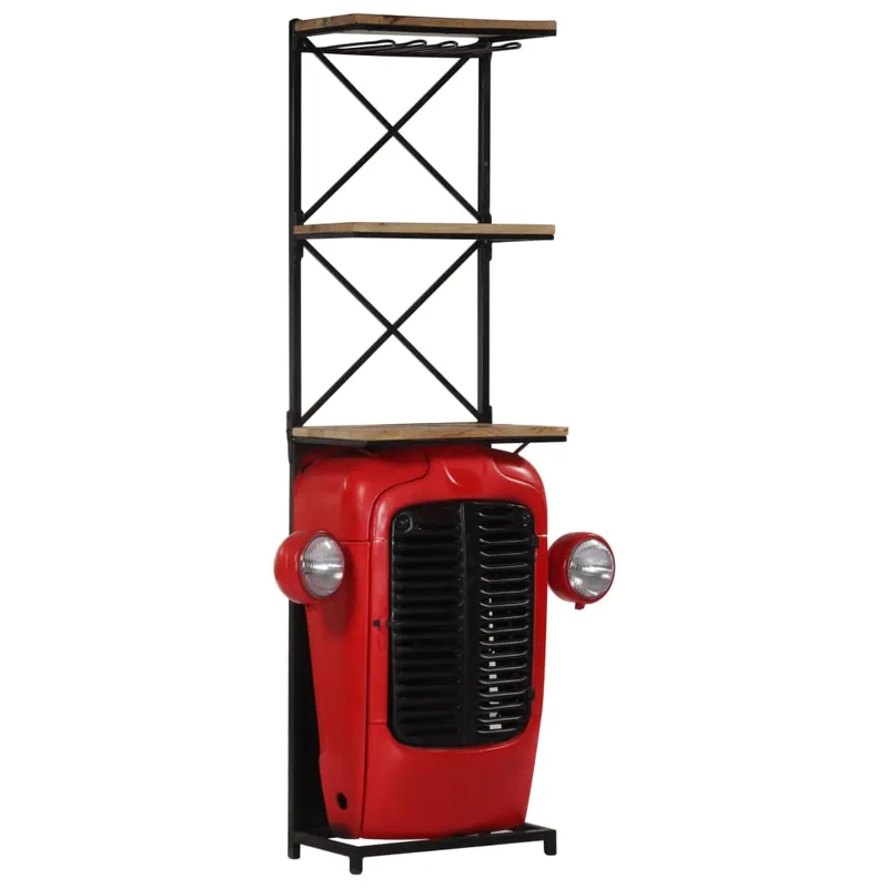 vidaXL Botellero forma de tractor madera maciza de mango 49x31x172 cm - Cocina