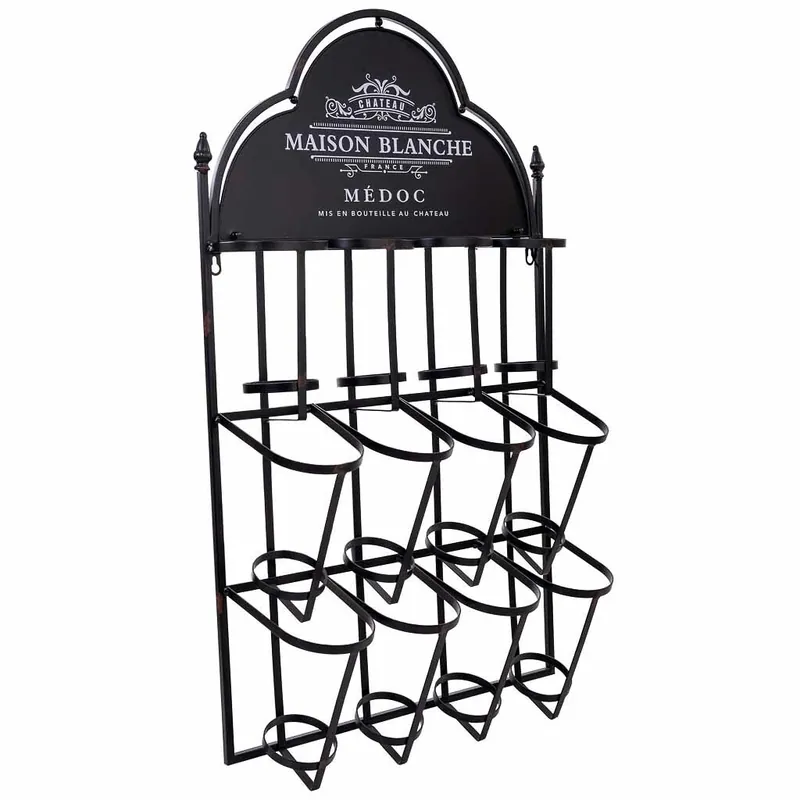 Botellero de pared de metal para 8 botellas 53x17x90h cm - Cocina
