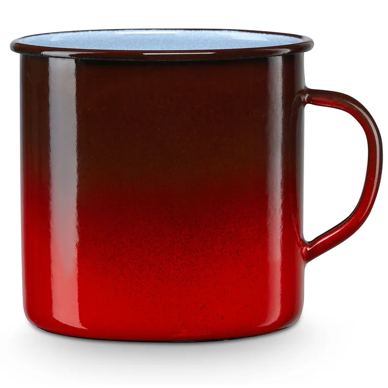 Briebe Ignea Taza Café Camping 8cm Pote Acero Esmaltado 0,40ml, Acampada Senderismo, Apta Fuego, Vintage, , Rojo - Cocina