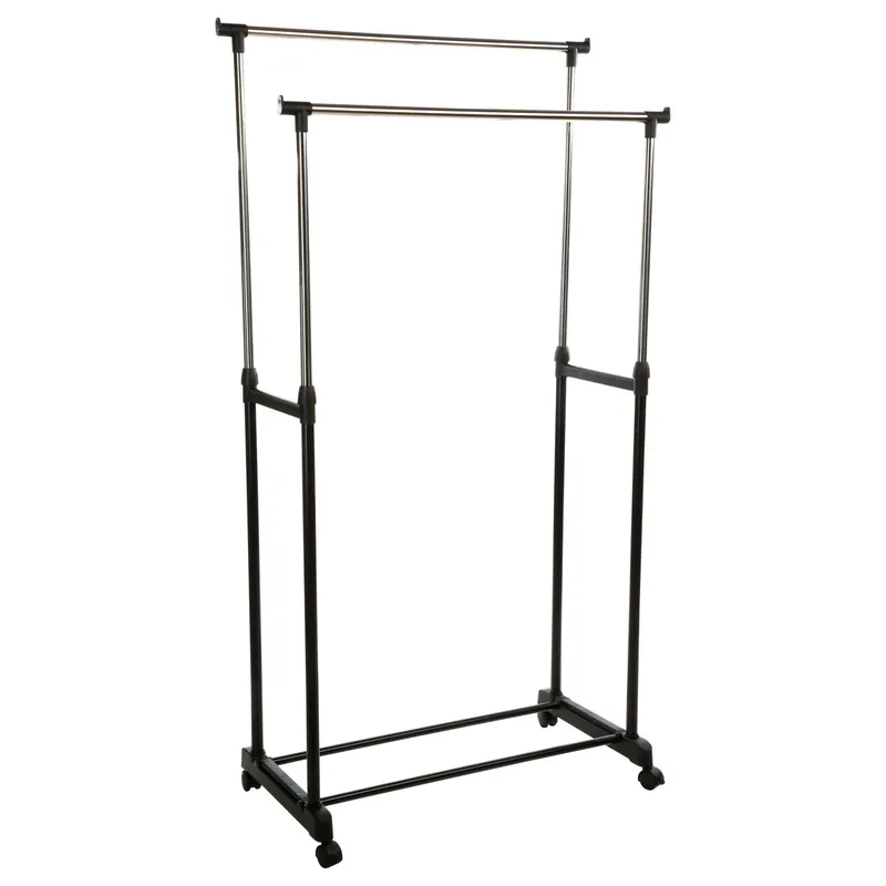 Burro De Ropa Doble Icare Con Ruedas Negro 80x98-170 cm