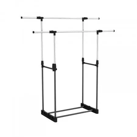 Burro Perchero Doble Extensible con Zapatero Hebdo Plateado 172x41x157cm Thinia Home - Decoración