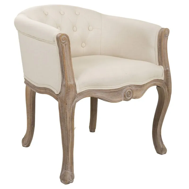 Butaca de madera tapizada blanca 61x61x71h cm - Sofás sillones puffs