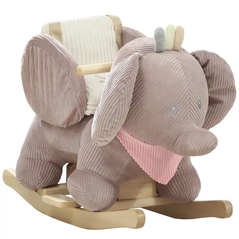 AIYAPLAY Caballito Balancín para Bebés con Sonido de Elefante y Cinturón de Seguridad de 3 Puntos Caballo Juguete con Base de Madera de Álamo para Niños de 18-36 Meses Marrón