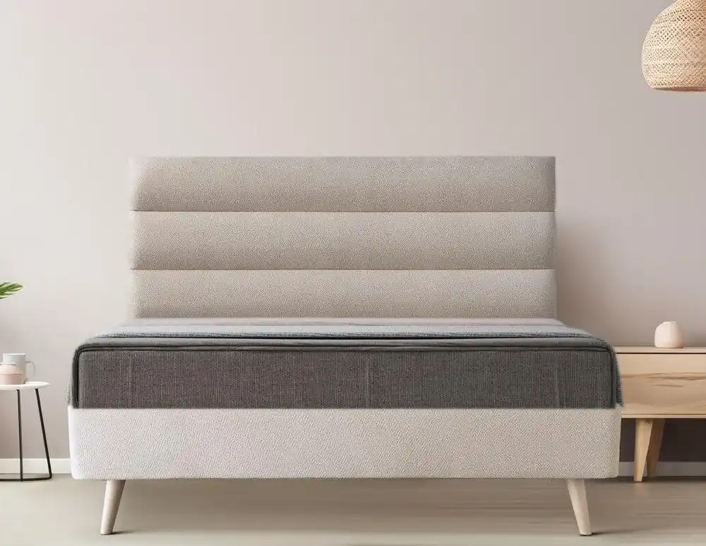 Cabecero GRECO 160x117x6cm en borreguito y color marfil - Descanso