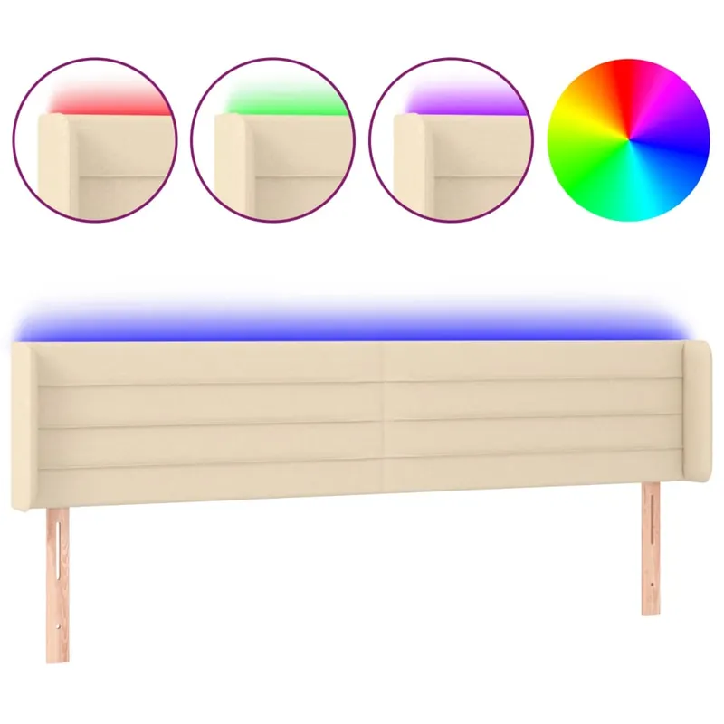 Cabecero con LED de tela gris claro 183x16x78/88 cm - Muebles