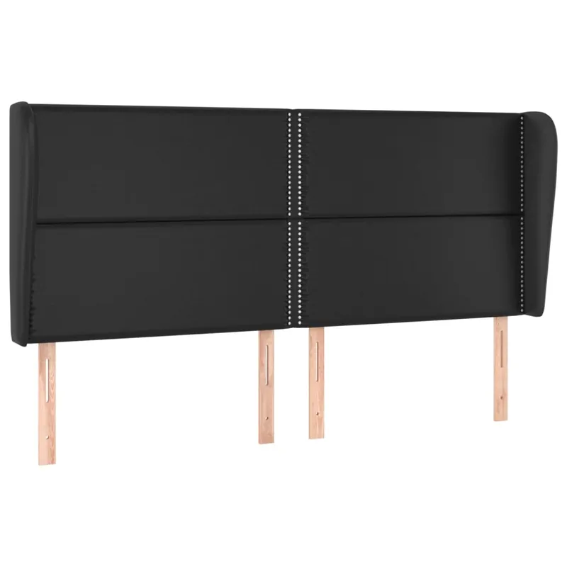 Cabecero con orejas cuero sintético negro 183x23x118/128cm - Muebles