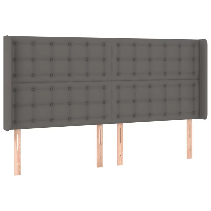 Cabecero con orejas cuero sintético negro 183x16x118/128 cm - Muebles