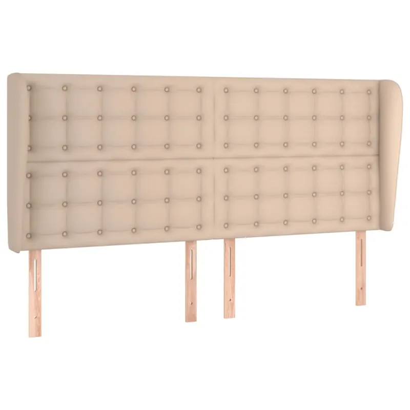 Cabecero con orejas cuero sintético negro 183x23x118/128cm - Muebles