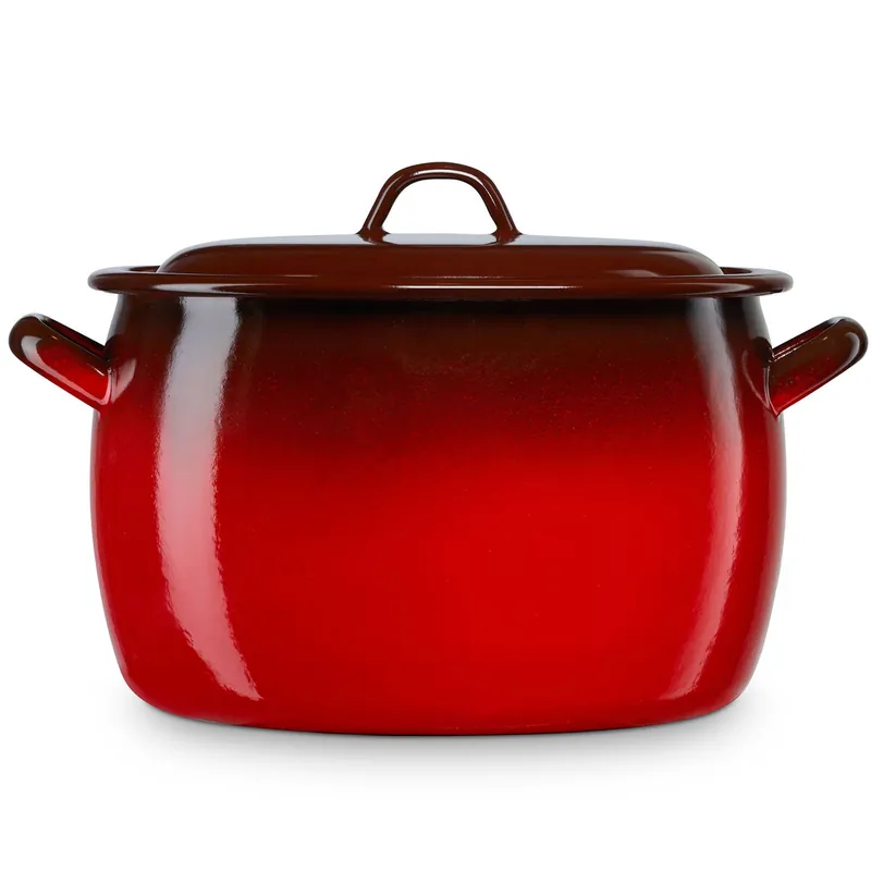 Briebe Ignea Olla Abombada Cocina Inducción 14cm, Cazuela 2 L Tapa Acero Esmaltado, Fuego, Horno Vintage, , Rojo