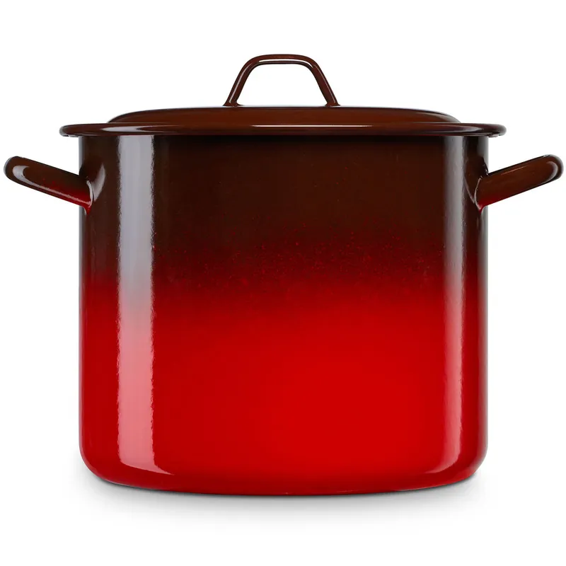Briebe Ignea Olla Alta Cocina Inducción 20cm, Cazuela 5L con Tapa Acero Esmaltado, Fuego, Horno Vintage, , Rojo