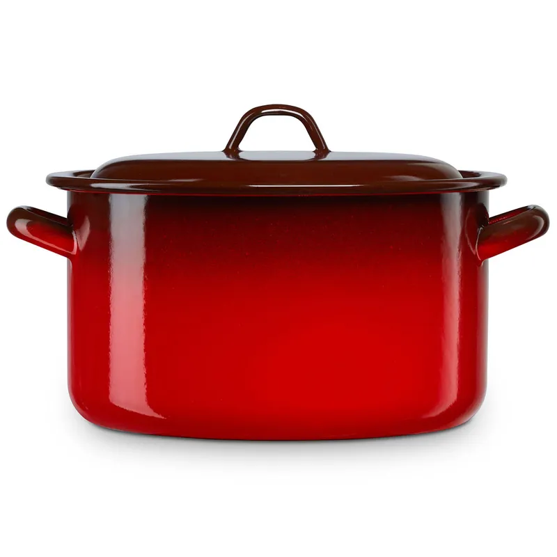 Briebe Ignea Olla Recta Cocina Inducción 24cm, Cazuela 6,2L con Tapa Acero Esmaltado, Fuego, Horno Vintage, , Rojo
