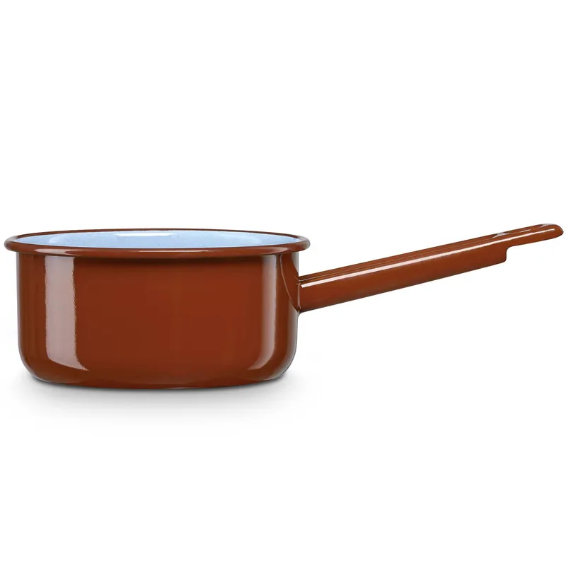 Briebe Terra Cazo Cocina Hervir Leche Acero Esmaltado 16 cm Hervidor 1,4 L, Inducción, Todo Tipo Fuego, Horno, , Marrón