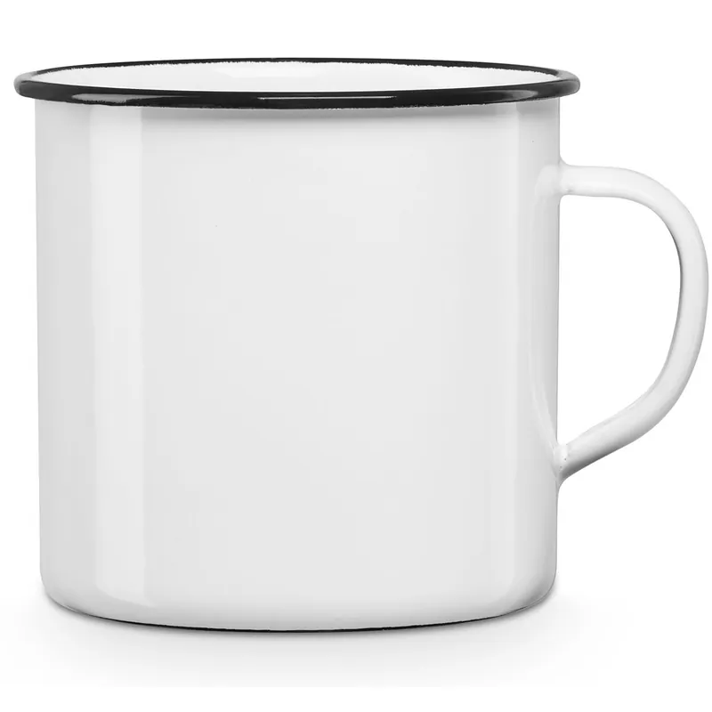Briebe Vintage Taza Café Camping 10cm Pote Acero Esmaltado 0,75ml, Acampada Senderismo, Apta Fuego, Vintage, , Blanco - Cocina