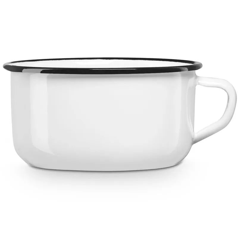 Briebe Vintage Taza Café Camping 10cm Pote Acero Esmaltado 0,45ml, Acampada Senderismo, Apta Fuego, Vintage, , Blanco - Cocina